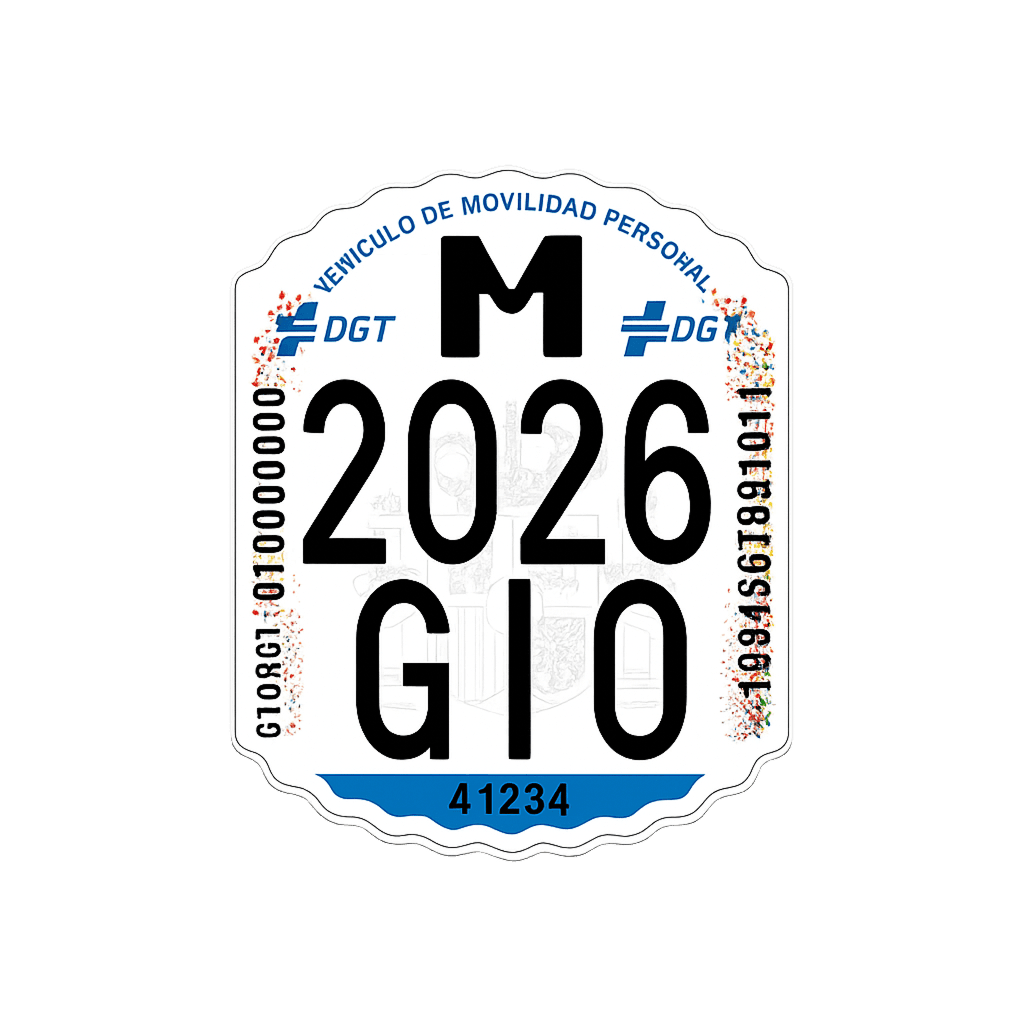 Ejemplo de matrícula VMP para patinete eléctrico